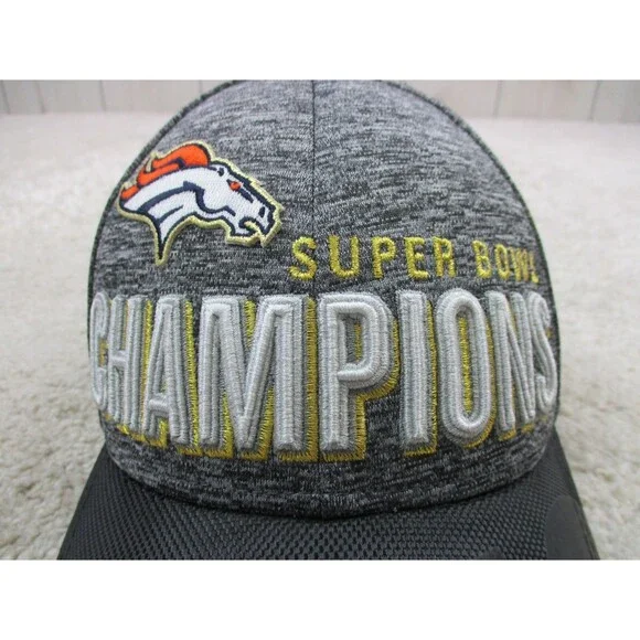 Denver Broncos Hat Cap Strap Back Gray Super Bowl Champions Football New Era Men - Picture 3 of 10